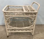 White Wicker Serving Cart