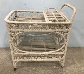 White Wicker Serving Cart