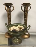 Decorative Rustic Color Candle Holders and Urn