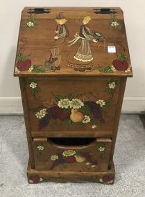 Vintage Painted Wood Waste Cabinet