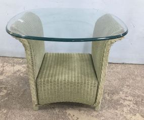 Vintage Wicker Glass Table