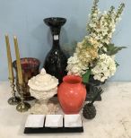 Group of Decorative Vases and Decor