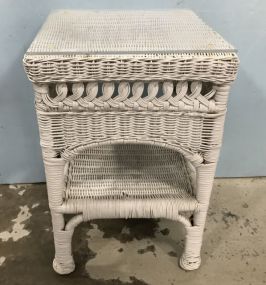 Small White Wicker Side Table