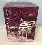 Silver Plated Crystal Beaded Cake Display Centerpiece