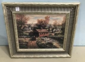 Village Scene Print Framed