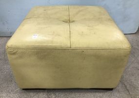 Yellow Vinyl Square Ottoman