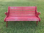 Painted Red Outdoor Bench