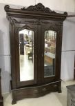 Antique English Oak Double Door Wardrobe