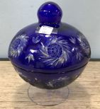 Cobalt Blue Cut Glass Candy Dish