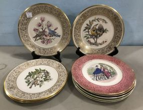 Lenox Boehm Birds Plates and Imperial Salem 23 Karat Gold Plate