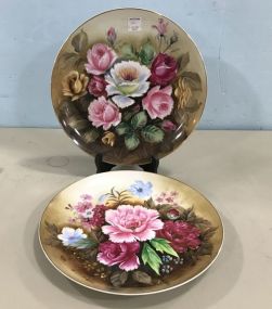 Pair of Hand Painted Rose Bouquet Chargers