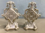 Pair of R.P.M. Germany Hand Painted Porcelain Decanter Urns