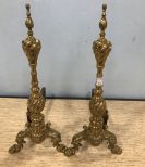 Lion Head Twist Brass Andirons