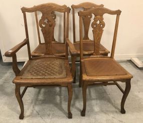 Four Tiger Oak Chairs