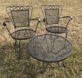 Wrought Iron  Arm Chairs and Table