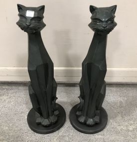 Art Demo Siamese Metal Cat Statues