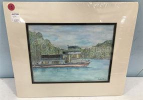 Pen and Watercolor of Boat by Kristen Selman