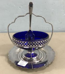 Silver Plate Cobalt Blue Sugar Bowl