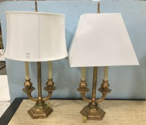 Pair of Modern Metal Gold Gilt Candle Style Table Lamps