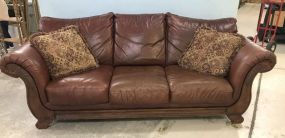 Modern Faux Leather Three Cushion Sofa