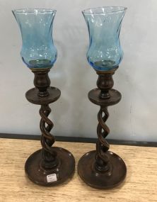 Pair of Barley Twist Candle Stands