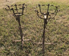 Pair of Wrought Rustic Iron Planters