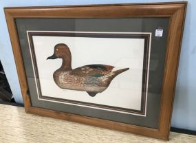 Green Wing Teal Hen Decoy Lithograph Signed
