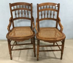 Pair of Maple Cane Bottom Side Chairs