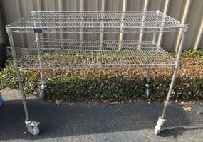 Stainless Metal Two Shelf Cart