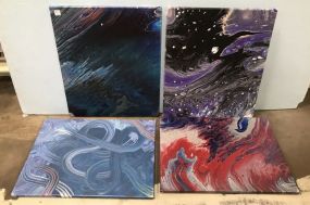 Four Dip Abstract Paintings