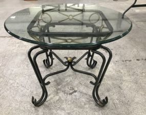 Modern Metal Base Round Glass Table