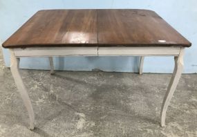 Natural Top and Painted White Base Table