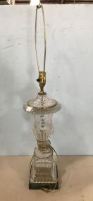 Clear Swirl Glass Urn Style Table Lamp