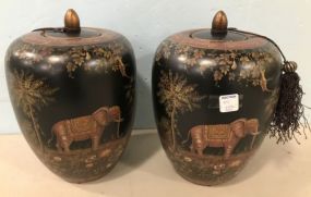 Modern Oriental Style Pottery Ginger Jars