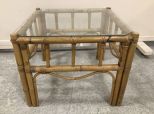 Bamboo Style Square Glass Top Side Table