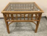 Bamboo Style Glass Top Side Table