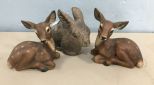 Two Royal Crown Porcelain Deer and Stoneware Rabbit