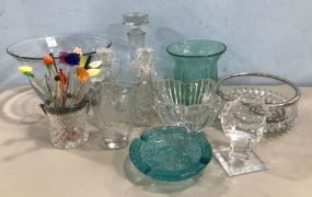 Group of Clear Glass Bowls and Decanters