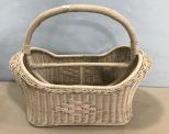 White Wicker Handled Magazine Basket