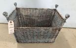 Painted Rattan Magazine Basket