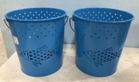 New Decorative Metal Blue Tin Buckets