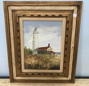 Oil Painting of Lighthouse by EV Anderson