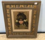 Painting Little Girl Portrait Signed