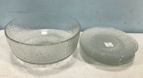 Bark Style Clear Glass Plates and Bowl