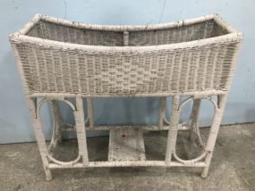 Vintage White Wicker Planter