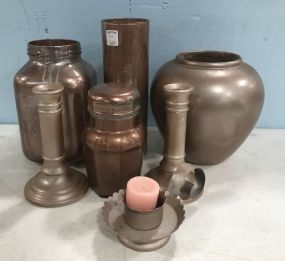 Group of Copper Painted Glassware