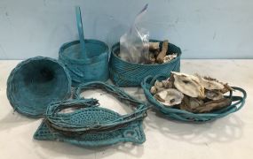 Collection of Blue Woven Baskets