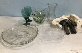 Group of Glass Ware and Knives