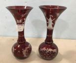 Bohemian Red Glass Vases