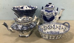 Oriental Blue and White Pottery Pieces